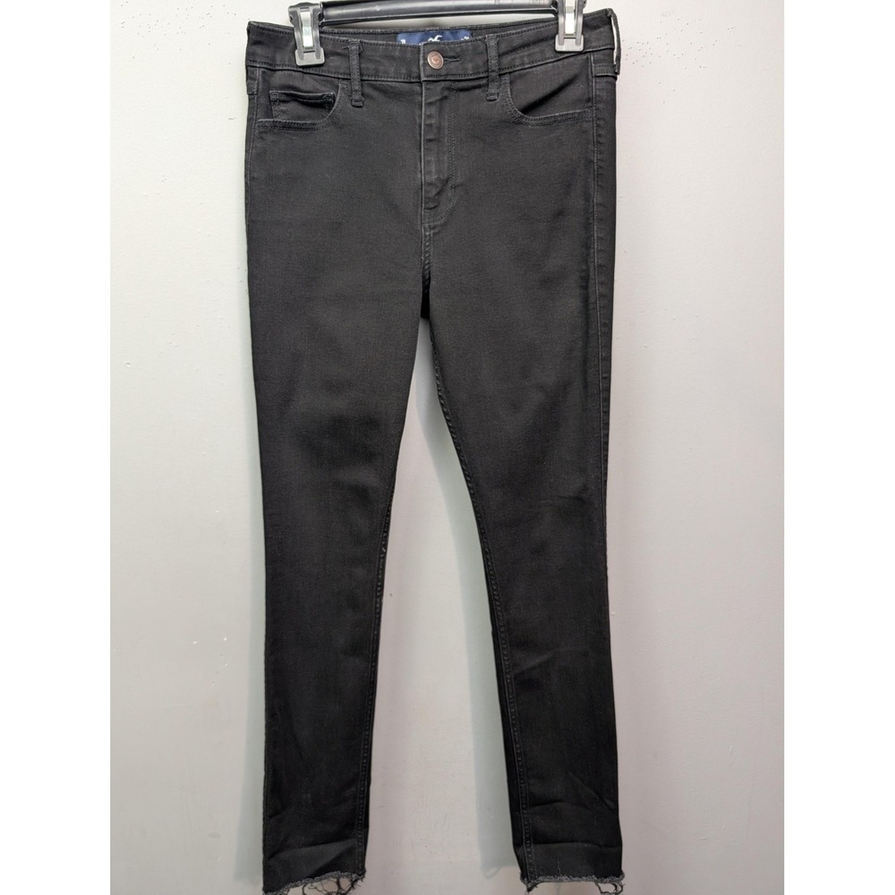 Hollister Jeans Womens 28x32 Blackā Skinny Raw Hem Stretch Denim Mid Rise